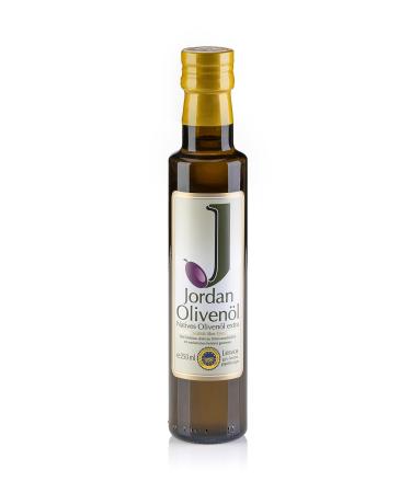 Jordan Olive Oil - Native olive oil specially from the Greek island of Lesbos - Traditional Handeled - Cold Extraction on the day of harvest - Elegant narrow narrow bottle of glass with output - 0.25 liters 250 ml (1 Pack) - Buy Online on GoSupps.com