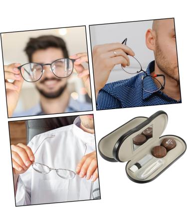 Buy Homsfou Double Purpose Glasses Case - Stylish Wood Grain Travel Case for Glasses & Contacts | Durable & Versatile - Buy Online on GoSupps.com