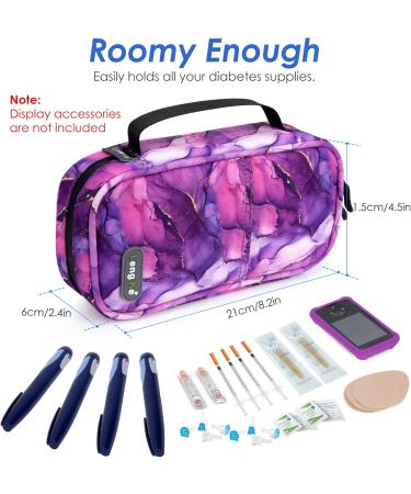 Youshares Insulin Cooling Bag - Large Capacity Diabetes Bag with 2 Cooling Packs | Marble Violet - 21x11.5x6cm | Keep Medications Safe & Cold - Buy Online on GoSupps.com