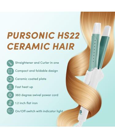 PURSONIC Ceramic Hair Straightener and Curler - 2-in-1 Travel Styling Tool with Quick Heating for Perfect Hair Transformation - Buy Online on GoSupps.com