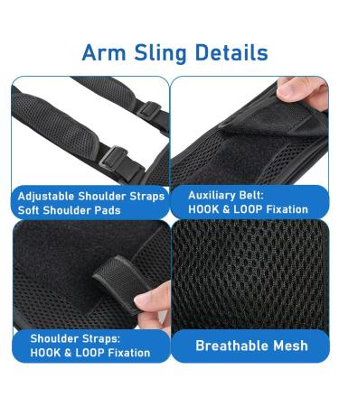 Kids Arm Sling for Shoulder Injury - Adjustable Medical Brace for Elbow Surgery & Rotator Cuff Support (Black Medium) - International Shipping Available - Buy Online on GoSupps.com