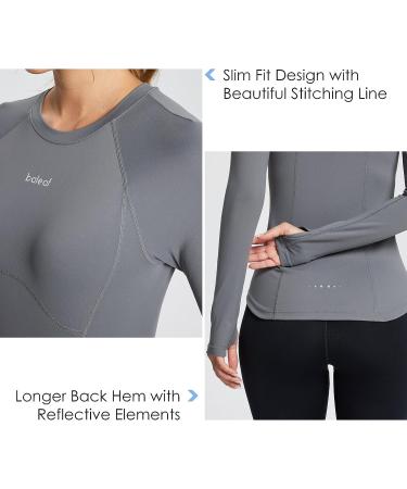 Baleaf Women's Long Sleeve Compression Running Shirt - Gray, XL - Buy Online on GoSupps.com