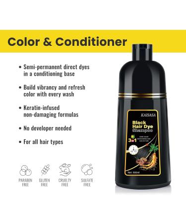 KINGMING 3-in-1 Black Hair Dye Shampoo for Gray Hair Coverage | Herbal Hair Color Shampoo for Men & Women | 500ml - Buy Online on GoSupps.com