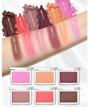Matte Powder Blush Rosy Glow Face Blush Contour Highlight Makeup Palette High Impact Buildable Color Lightweight & Smooth Finish & Long Lasting Professional Pressed Power Blush for Cheek Mahogany 020#mahogany - Buy Online on GoSupps.com