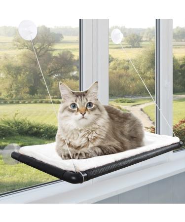 Cat Window Perches, Cat Hammock Window Seat, Cat Bed with Blanket, 360 Sunbath Cat Window Perch for Small and Large Cats