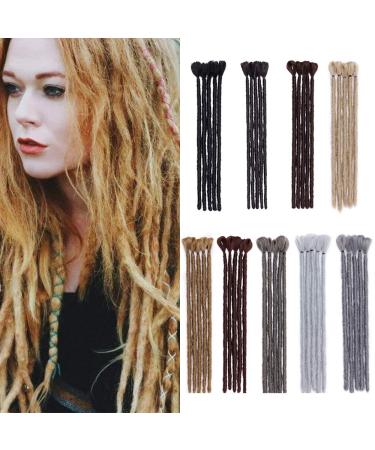Silk-co All Human Handmade Dreadlocks Braiding Hair Extensions 12" Crochet Braids Reggae Hip-Hop Hairpiece Handmade for Braiding Dark Brown