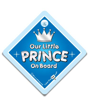 Our Little Prince On Board Car Sign Baby On Board Sign with Suction Cup Prince in Car Sign