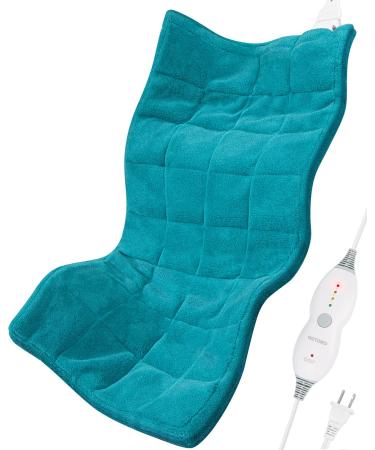 Weighted Heating Pad for Back Pain Relief, 2.2lb Large Electric Heating Pads for Cramps Neck Shoulder, 4 Heating Levels with Auto Shut Off, Fast Heating Dry& Moist Therapy Options Washable 12"x24" 12"x24"Blue Blue