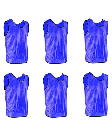DALLX Sports Scrimmage Nylon Mesh Team Practice Vests Pinnies Jerseys Bibs for Children Adult Youth Soccer Volleyball Blue Medium