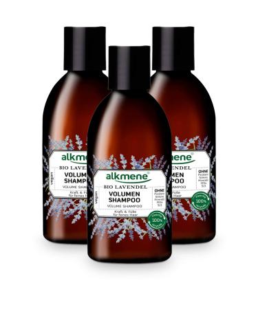 alkmene Organic Lavender Volumizing Shampoos - Shampoos for Fine and Flat Hair - Vegan Shampoo Without Silicone Parabens Mineral Oils SLS and SLES - Shampoos (3x 250 ml)