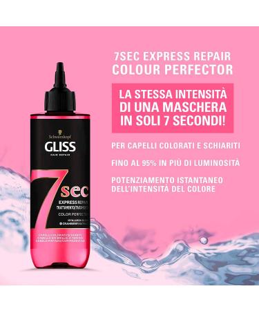 Schwarzkopf Gliss Hair Repair 7 Sec Express Color Perfector treatment for colored or purified hair moisturizing action 2 bottles of 200 ml - Buy Online on GoSupps.com