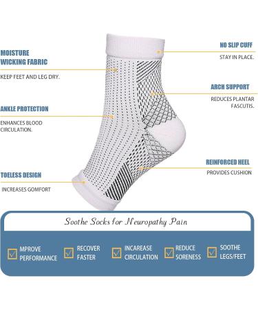 2 Pair Neuropathy Socks for Pain Relief - Soothe Plantar Fasciitis & Neuropathy - Comprex Ankle Sleeves for Men & Women (XXL Black - Buy Online on GoSupps.com