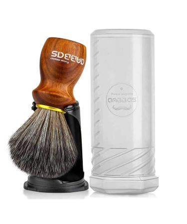 Anbbas Vegan Shaving Brush Shaving Stand and Travel Tin for Shaving Set with Blood Ebony Handle Men's Shaving Set Wet Shave Gift Set
