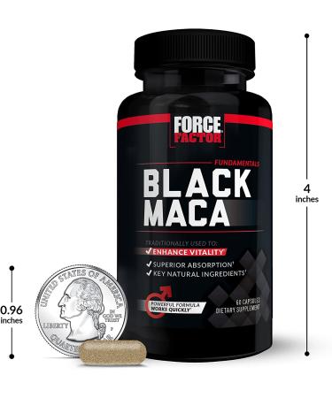 Black Maca Root Vitality Supplement for Men - 1000mg 60 Capsules - Natural Maca Negra Extract - Superior Absorption and Power - Force Factor Fundamentals Series - Buy Online on GoSupps.com