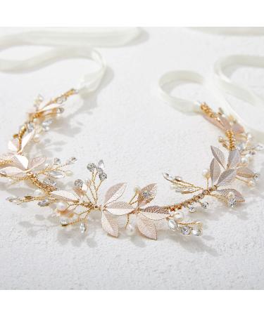 SWEETV Gold Crystal Wedding Headband - Handmade Bridal Hair Vine & Accessories - Buy Online on GoSupps.com