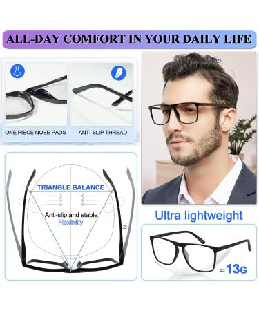 MARE AZZURO Oversized Blue Light Blocking Reading Glasses for Men - 2.25 Strength Computer Readers in Black - Shop Internationally - Buy Online on GoSupps.com