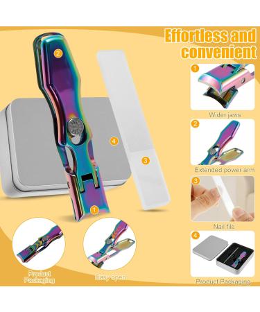 Nail Clippers for Thick Nails 12mm Wide Jaw Nail Trimmer Stainless Steel Nail Cutter with Nail Clip Storage Portable Fingernail Cutter Labor Saving Fingernail Trimmer for Women Men Adults(colorful) - Buy Online on GoSupps.com