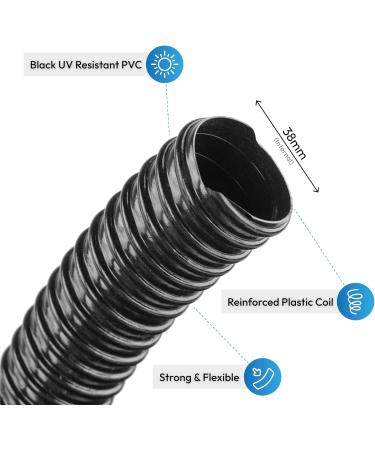 Pisces 38mm (1.5 inch) Black Pond Corrugated Flexible Hose Pipe - 5m Roll 5 38mm (1.5 inch) - Buy Online on GoSupps.com