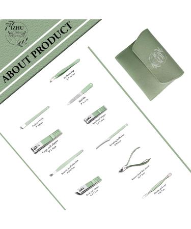 Professional Manicure Pedicure Kit - 16 Piece Steel Nail Care Tools Set with Travel Case for Thick Nails - Ideal Gift for Men and Women - GREEN - Buy Online on GoSupps.com