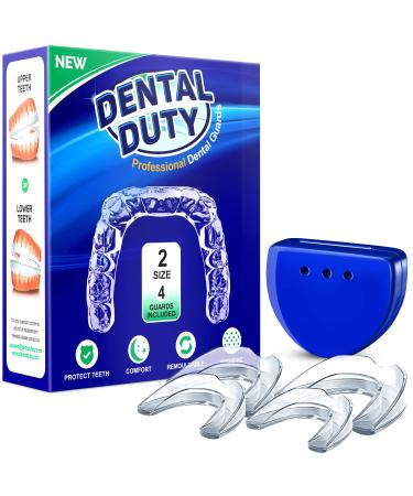 Professional Mouth Guard for Grinding Teeth - 2 Sizes 4 Pieces Mouthguard, Moldable Night Guards for Teeth Grinding, Night Guard Eliminates Bruxism & Teeth Clenching - Antibacterial Dental Guard Case