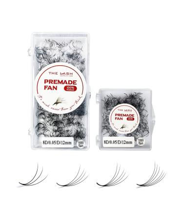 THE LASH SUPPLY 1000fans 3D 4D 5D 6D 7D 8D 10D 12D 14D Wispy Premade Fan Eyelashes C/CC/D Curl 8-20mm Length 0.03/0.05/0.07 Thickness Promade Loose Eyelash Extension Fans Mixed Length Pack 6D-0.07-D 12