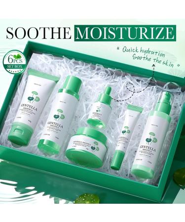 Centella Kit Skin Care 6PCS Hydrating Soothing Skincare Gift Set with Face Cream Serum Cleanser Toner Eye Cream Lotion Contains B5 Hydrates & Soothes and Strengthens the Skin Barrier Daily Skincare - Buy Online on GoSupps.com