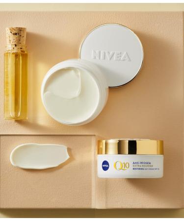 NIVEA Q10 Power Anti-Wrinkle Day Cream + Extra-Nourishing (1x50ml) Face care SPF 15 enriched with organic Argan Oil & natural Q10 Day Cream for Dry to Very Dry Skin - Buy Online on GoSupps.com