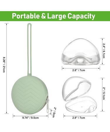Pacifier Holder Case Set 4 Pack: 2 Portable Silicone Pouch Bags + 2 Transparent Storage Boxes, BPA-Free & Easy to Clean (Green & Grey) - Buy Online on GoSupps.com