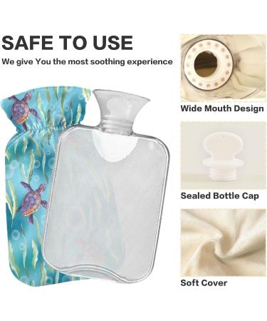 NAANLE Sea Turtle Hot Water Bottle - 1L with Cover & Transparent Bag | Pain Relief Heat & Cold Therapy for Bed Hands & Feet - Buy Online on GoSupps.com