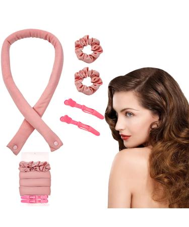 Lock winders curl without heat DIY non -slip heat -free heat -free curly band with hairpin new silk hair curly winder wave -like heat -free curly band does not injure the LHR hair (pink)