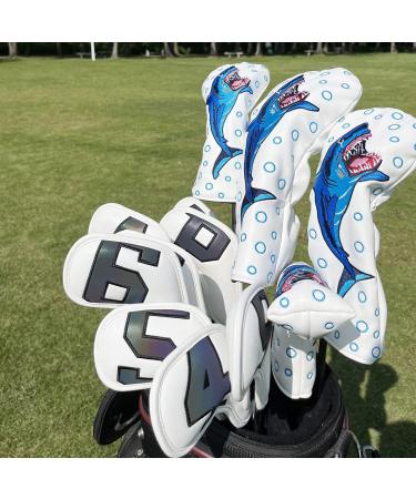 Shark Embroidery Golf Head Covers Set - Driver, Fairway, Hybrid, Putter for Titleist & Callaway - Buy Online on GoSupps.com