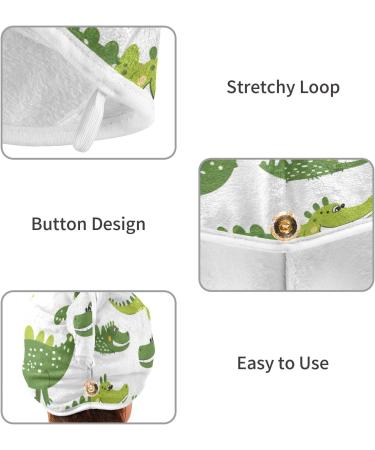 Green Crocodile Hair Towel 2 Pack | Super Absorbent Quick Dry Hair Turbans for Women & Girls | Fast Shipping Internationally - Buy Online on GoSupps.com