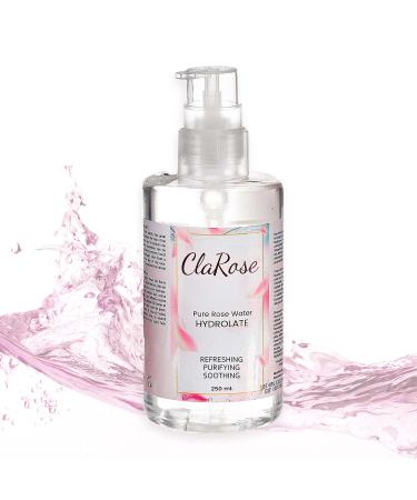 ClaRose 100% Natural Organic Rose Water Hydrating and Purifying Vegan Toner 250 ml
