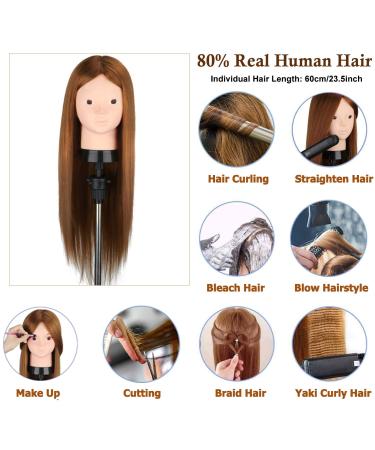 Topdirect 60cm Hair Makeup Doll Head | Real Hair Practice Head for Hairdressers | DIY Hairstyles Set - Brown - Buy Online on GoSupps.com