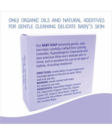 Relaxcation Baby Soap Bar with Lavender Essential Oils, Chamomile Water, Shea Butter - 3-Pack, Cold Processed in USA - Organic Gift for Newborns, Babies, Kids, and Adults - Buy Online on GoSupps.com