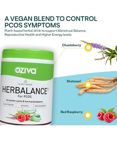 OZiva HerBalance for PCOS (Chasteberry Shatavari Red Raspberry Ashoka) - Hormonal Balance 250g (Pack of 1) - Buy Online on GoSupps.com