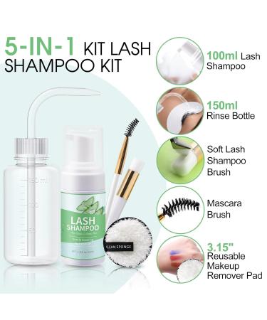 100ml Lash Shampoo for Extensions | Eyelash Extension Cleanser Kit with Brush & Rinse Bottle | Perfect Lash Cleaning Solution - Buy Online on GoSupps.com