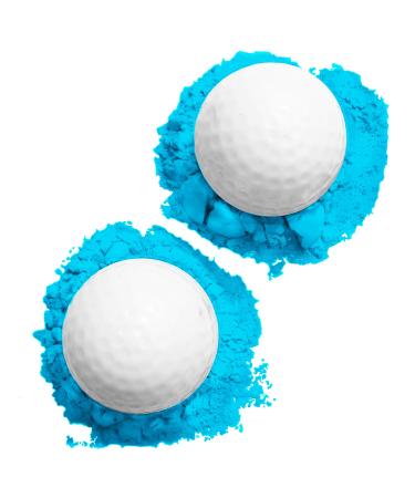J&M Gender Reveal Golf Ball for Baby Showers and Reveal Parties. All Natural Holi Powder. 2 Pack. Blue