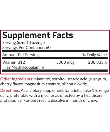 Futurebiotics Methyl B12 5000 MCG Vitamin B12 Methylcobalamin Cherry Flavor Non-GMO 60 Vegetarian Lozenges 60 Count (Pack of 1) - Buy Online on GoSupps.com