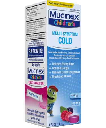 Mucinex Children's Multi-Symptom Cold Medicine - Kids Cough & Decongestant - Very Berry Flavor 4 Fl Oz | Fast International Shipping - Buy Online on GoSupps.com