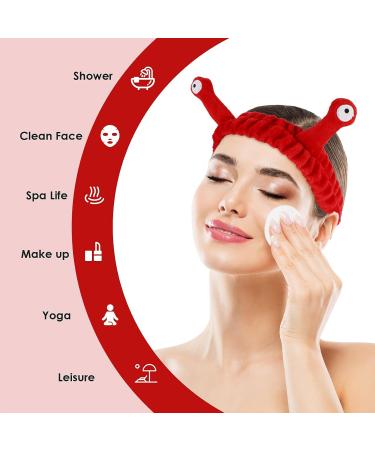 Molain Cartoon Coral Fleece Headband | Cute Elastic Hair Band for Women - Perfect for Makeup & Face Washing - Red - Buy Online on GoSupps.com