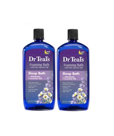 Dr. Teal's Melatonin Sleep Soak with Essential Oil Blend Foaming Bath 34oz Pack of 2