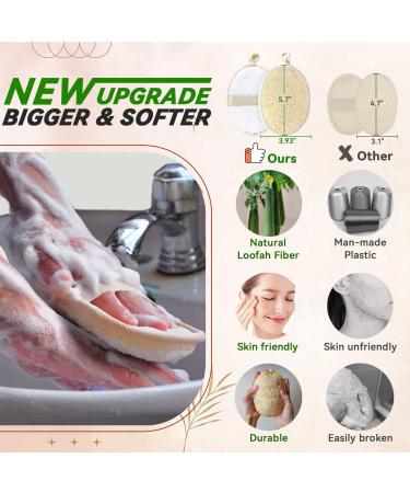 Natural Loofah Exfoliating Back Scrubber & Sponge Pad Set - 2 Pack | Large Shower Loofah Pads for Women | Deep Cleansing Bath Scrubber - Buy Online on GoSupps.com