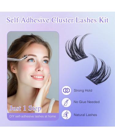 Self Adhesive Eyelashes Pre-Glued | D Curl Volume Lashes 10-14mm | Individual Lash Extension Kit with Tweezers - Buy Online on GoSupps.com