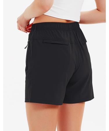 Nomolen Women's 5 Hiking Cargo Shorts - Quick Dry Lightweight Outdoor Athletic Shorts | Zipper Pockets, UPF 50+ (Black, Medium) - Buy Online on GoSupps.com