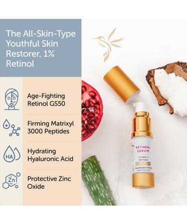 Regenerate Retinol Serum - Vegan Night Serum with Peptides & Hyaluronic Acid for Fine Lines & Wrinkles - 0.5 oz Hypoallergenic - Buy Online on GoSupps.com