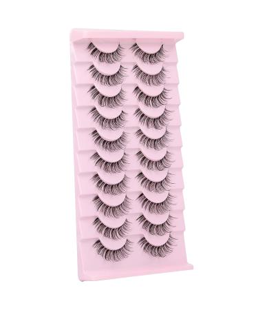 Winifred M Clear Band Short False Eyelashes - Natural Look D Curl Faux Mink Wispy Lashes | Multi-layered Strip Lash for a Soft and Reusable Fluffy Finish - 10 pairs - Buy Online on GoSupps.com