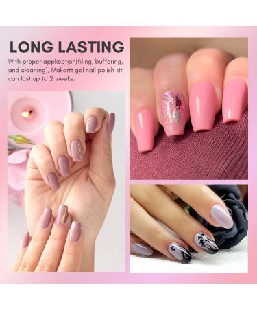 Makartt Gel Nail Polish Kit - 6 Colors Soak Off UV Gel Set for Nail Art - Pink Wine Red Purple - DIY Home & Salon - Buy Online on GoSupps.com
