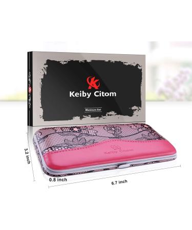 Professional Manicure Set - 12-Piece Stainless Steel Nail Clipper & Pedicure Kit | Travel Grooming Tools (Pink) - International Shipping Available - Buy Online on GoSupps.com
