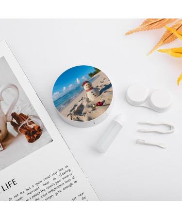 Portable Travel Contact Lens Case - Sand Snowman Beach Design | Ideal Contact Lens Storage Box - Buy Online on GoSupps.com
